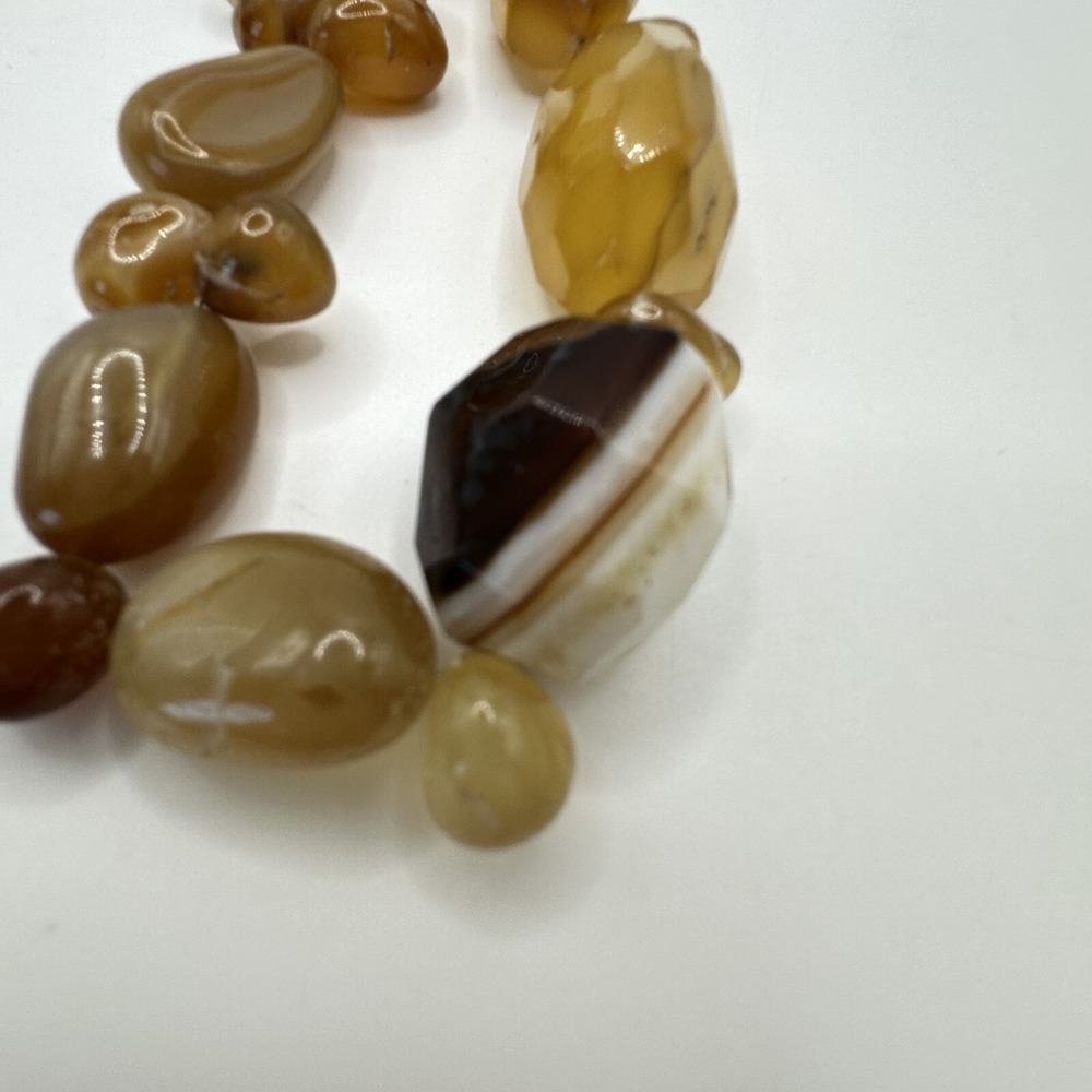Beaded Agate Necklace Warm Earth Tones Statement Choker 18" 127g - Picture 12 of 16